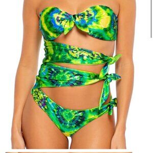 Luli Fama green tie dye bandeau swimsuit 🏝️-  Original $202
